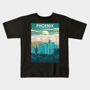 Phoenix Arizona United States Vintage Minimal Retro Travel Poster Kids T-Shirt